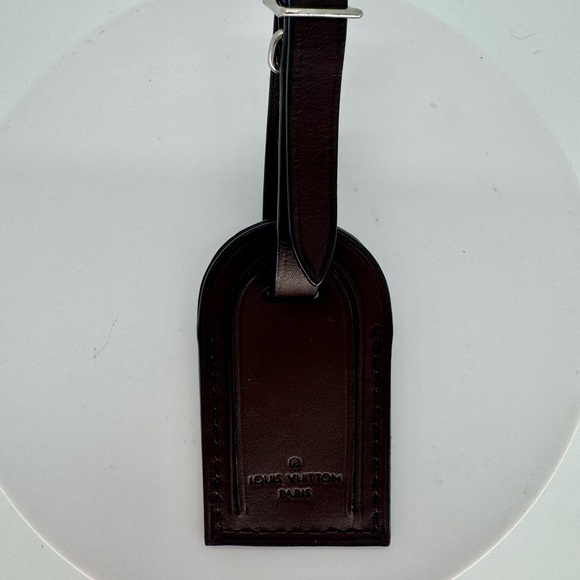Louis Vuitton Accessories - Louis Vuitton Chocolate Brown Leather Luggage Tag | Silver Hardware